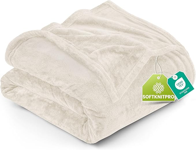 Utopia Bedding Fleece Blanket King Size Linen 300GSM Luxury Anti-Static Fuzzy Soft Microfiber Bed Blanket (90x102 Inch)