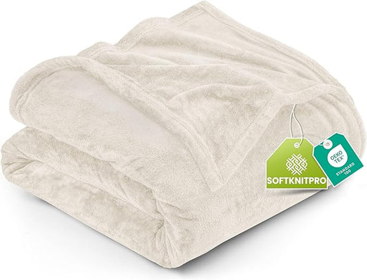 Utopia Bedding Fleece Blanket King Size Linen 300GSM Luxury Anti-Static Fuzzy Soft Microfiber Bed Blanket (90x102 Inch)