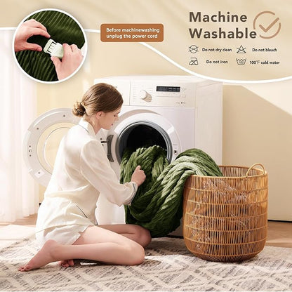 Homemate Electric Heated Blanket Queen Size - 84"x90" Heating Blanket Queen Size Dual Control 1/2/4/6/8 Hours Auto-Off 10 Heat Level Over-Heat Protection Soft Flannel Sherpa ETL Certification