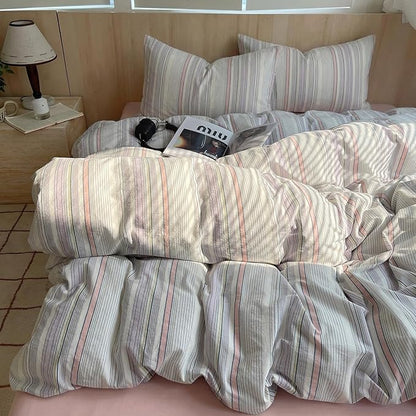 HighBuy Striped Comforter Set Twin XL,Pink Purple Striped Bedding Comforter Set 3 Pieces Soft Fluffy Stripes Pattern Comforter Set Farmhouse for Women Men, 1 Comforter with 2 Pillowcases
