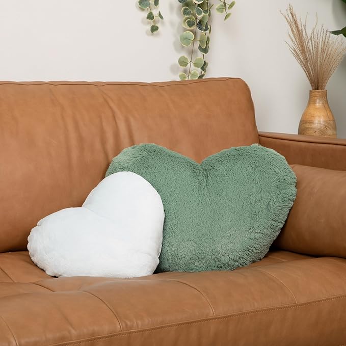 HUGIMALS Super Sized Heart to Hug Pillow in Sage | 8 lb Weighted Soft Heart Shaped Sensory Pillow | for Self-Care, Relaxation, Sleep with Cozy Hand Pocket - Thoughtful Gift for Adults, Teens
