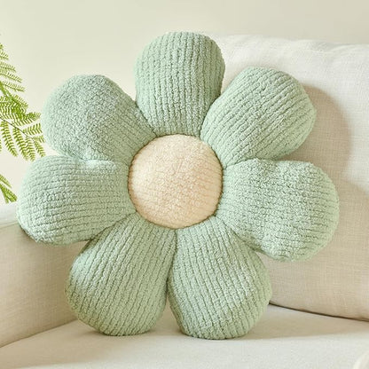 Xuyier Flower Shaped Throw Pillow,Soft Daisy Pillow with Decorative Pillows for Bed Couch Chair Floor, Flower Plush Pillows for Living Room Bed Room Seat Cushion(14.9" Light Green)