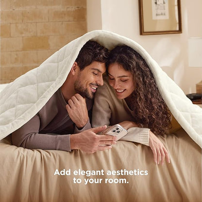 Bedsure Electric Blanket King Size - Dual Control Heated Weighted Blanket King with 10 Heat Settings, Fast Heating with 10 Time Settings (100x90 inches, Ivory)