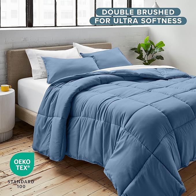 Bare Home Comforter Set - Twin/Twin Extra Long Size Ultra-Soft Goose Down Alternative Premium 1800 Series All Season Warmth (Twin/Twin XL, Coronet Blue)