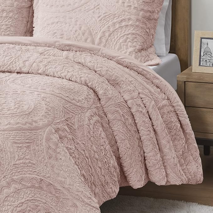 Madison Park Ultra Soft Luxury Premium Plush Comforter Mini Modern All Season Down Alternative Bedding Set with Matching Sham, Twin, Blush