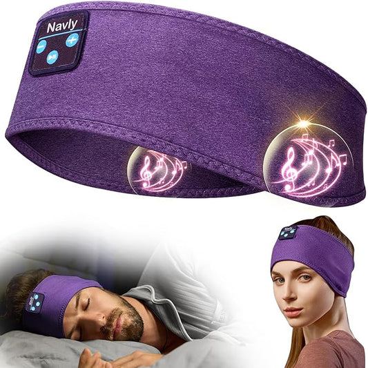 Navly Sleep Headphones Bluetooth Headband, Headband Headphones for Sleeping, Soft Long Time Play Sleeping Headsets with Built in Speakers Perfect for Workout,Running,Yoga,Travel