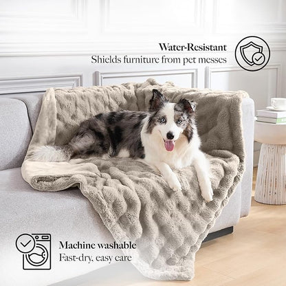 Modern Threads Water-Resistant Faux Rabbit Fur Pet Blanket for Dogs & Cats – Ultra-Soft Couch, Bed & Crate Protector, 30x40 Brown