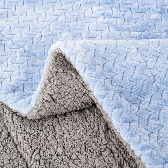 Fuzzy Blanket or Fluffy Blanket for Baby Girl or boy, Soft Warm Cozy Coral Fleece Toddler, Infant or Newborn Receiving Blanket for Crib, Stroller, Travel, Outdoor, Decorative (32" x 40", MD-Sky Blue)
