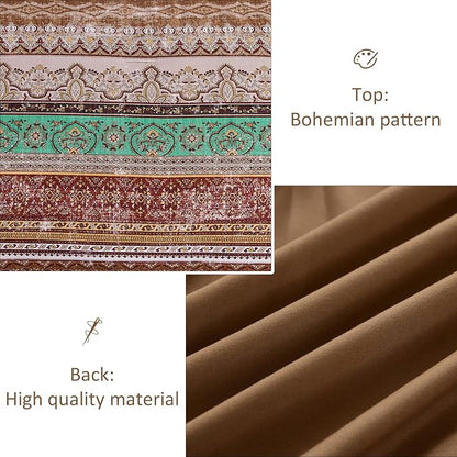 Cottolester Boho Queen Comforter Set 8 Pieces, Brown Bohemian Striped Bed in a Bag, Paisley Soft Microfiber Bedding Comforter Set
