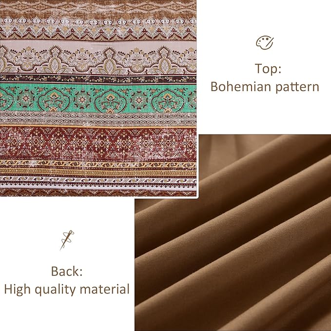 Cottolester Boho Comforter Set Full Size 8 Pieces, Brown Bohemian Striped Bed in a Bag, Paisley Soft Microfiber Bedding Comforter Set