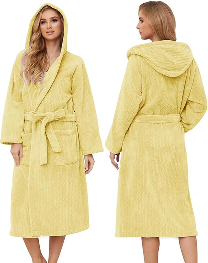 Hooded Bathrobes for Women, Soft Long Towel Robes for Women - Quick Dry yet Warm