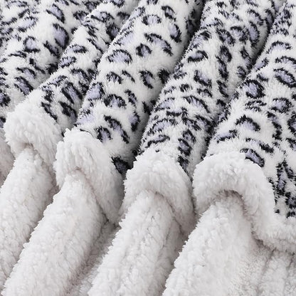Electric Heated Blanket Throw Size 50"×60" with 9 Heating Levels & 1-10 Hs auto Off, Heating Throw Double Sided Sherpa, Energy Efficient, Machine Washable, Leopard Print Blue & White