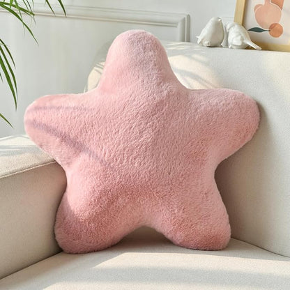 Xiashrk Star Pillow, Decorative Throw Pillows for Bed Couch, 19.6" Star Shaped Pillow Plush Floor Cushions Room Decor Pillow with Soft Faux Rabbit Fur for Sofa Bedroom Living Room