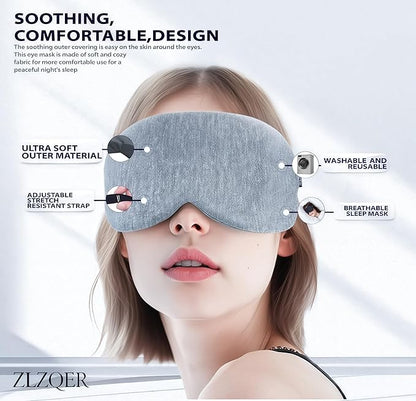 Cooling Cotton Eye Sleep Mask for Men & Women, Soft & Breathable, Pressure-Free Design for Side Sleepers, Adjustable Light Blocking Mask for Sleeping, Travel & Naps (Gray)