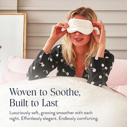 Brooklinen Silk Eye Mask for Sleeping – Ivory, 100% Mulberry Silk Sleep Mask with Soft Elastic Strap, Machine Washable, Breathable & Cool-to-The-Touch – Ideal for Sleeping & Traveling