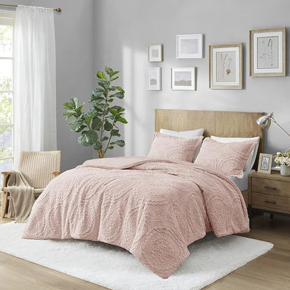 Madison Park Ultra Soft Luxury Premium Plush Comforter Mini Modern All Season Down Alternative Bedding Set with Matching Sham, King, Blush