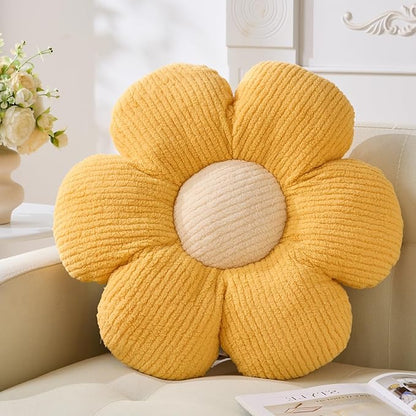 Flower Pillow, Yellow Throw Pillows Cute Daisy Decorative Pillow Floor Cushion Seating Home Decorative for Bed, Sofa, Couch