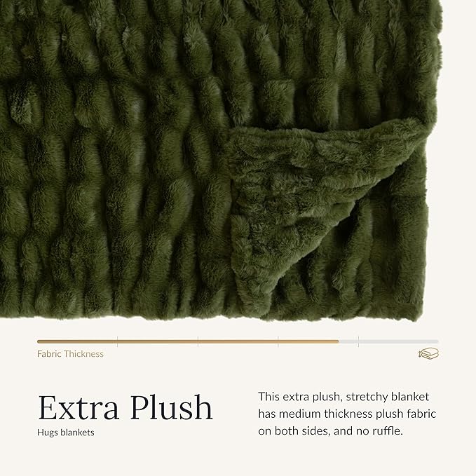 Minky Couture Hugs Blanket - Extra Plush Blanket for Premium Gifting - Stretchy Bubbled Cozy Throw - Silky Smooth - Durable & Machine-Washable - Travel-Friendly - Travel, Camp Green
