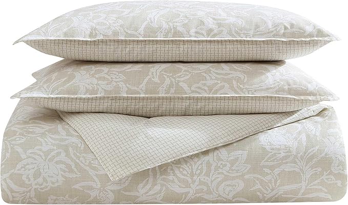 Nautica - Comforter Set, Soft Reversible Bedding with Matching Sham, Casual Bedding Set (Tortola Beige, Twin)