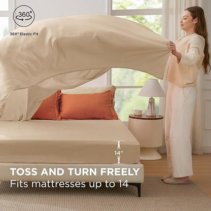 Bedsure Full Size Comforter Set - 7 Pieces Burnt Orange Full Bedding Set for All Seasons, Boho Contrasting Design Bed in a Bag with Comforter, Sheets, Pillowcases & Shams
