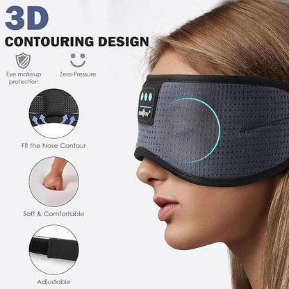 MUSICOZY Sleep Headphones Bluetooth 5.4 Headband Sleeping Eye Mask for Mom Women Men Wireless Music Earbuds Earphones for Side Sleepers Built-in HD Speakers Cool Gadgets Unique Gifts (Light Gray)