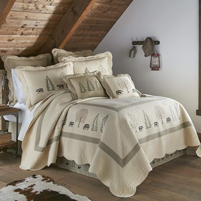 Donna Sharp Cotton Throw Pillow - Bear Creek Lodge Decorative Throw Pillow with Bear Pattern - Square