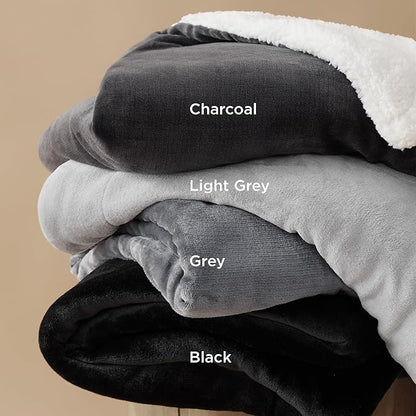 Bedsure GentleSoft Sherpa Fleece Throw Blanket Twin Size for Couch - Thick and Warm Throw for Women and Men, Soft Fuzzy Plush Twin Blanket for Winter, Non-Heated, Black, 60x80 Inches