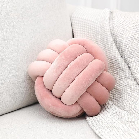 Petrella Knot Pillows Ball Round Throw Pillows Home Decor Cushion Decorative Aesthetic Throw Pillows，Pink 11inch