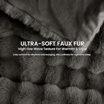 Electric Heated Blanket for Girls & Women, Soft & Luxurious, Faux Rabbit Fur Heating Throw Blankets, 6 Heat Settings, Overheat Protection, Quick Heating, Memory Function, Gift-Ready Design, 50"x60"