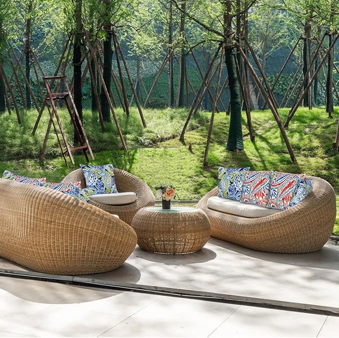 JMGBird Outdoor Throw Pillows Set of 2 - Durable Patio Pillows with Inserts, 18x18 Inch Square Decorative Pillows for Patio Furniture