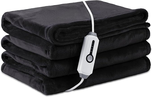 Electric Heated Blanket Full Size 72"×84", Breathable & Luxurious Flannel, Soft Warm Gift with Over-Heat Protection, 4 Heating Levels & 10 H Auto Shut Off, Machine Washable, Dark Grey