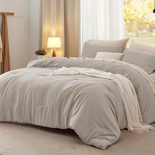 Bedsure Twin/Twin XL Comforter Set, Linen Soft Prewashed Bedding for All Seasons, 2 Pieces GentleSoft™ Bed Set, 1 Lightweight Comforter (68"x88") and 1 Pillowcase (20"x26")