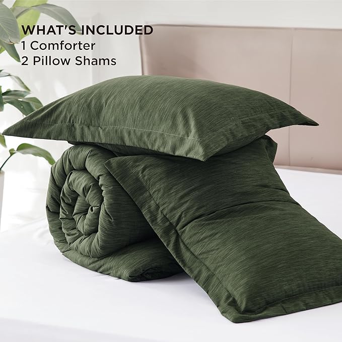 Bedsure Oversized King Comforter Set - Dark Green Soft Bedding for All Seasons, Cationic Dyed Bed Set, 3 Pieces, 1 Oversized King Size Comforter (120"x98") and 2 Pillow Shams (20"x36"+2")