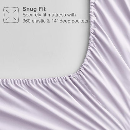 Maple&Stone Lavender Comforter Set King, 7 Pieces Bed in a Bag Light Purple - Lightweight Bedding Set with Comforter, Sheets, Pillowcases & Shams, Lilac Purple