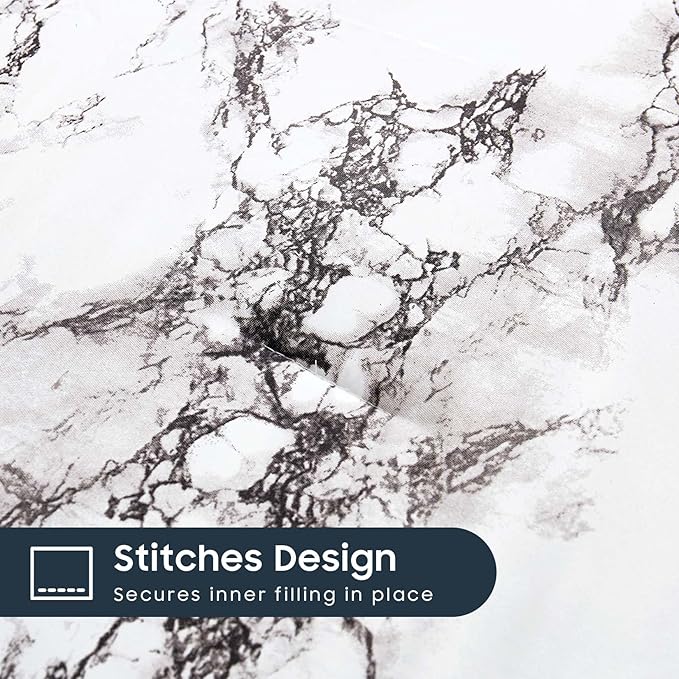 Wake In Cloud - Marble Comforter Set, Neutral Modern Aesthetic for Men Women, Soft Lightweight Bedding, 3 Pieces, Black White, California King Size