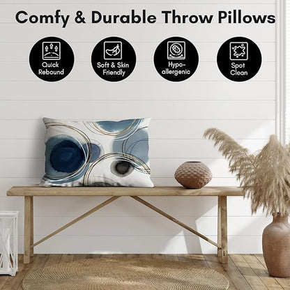 Americanflat 20x14 Throw Pillow with Sewn-in Insert - All-in-One Decorative Pillows - No Cover Needed - Soft and Durable Cushion for Bed or Sofa - Polyester - Blue, White, Black and Gold