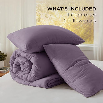Bedsure Super King Comforter Set, Grayish Purple Soft Prewashed Bedding for All Seasons, 3 Pieces GentleSoft™ Bed Set, 1 Lightweight Comforter (120"x120") and 2 Pillowcases (20"x36")