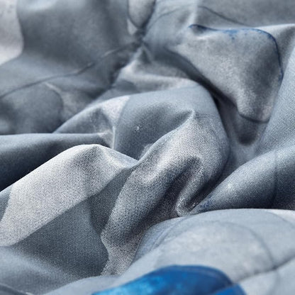 7 Piece Blue Botanical Bed in a Bag King Floral Comforter Set - Elegant Gradient Leaves Bedding Set for All Season (1 Comforter, 2 Pillow Shams, 2 Pillowcases, 1 Flat Sheet, 1 Fitted Sheet)