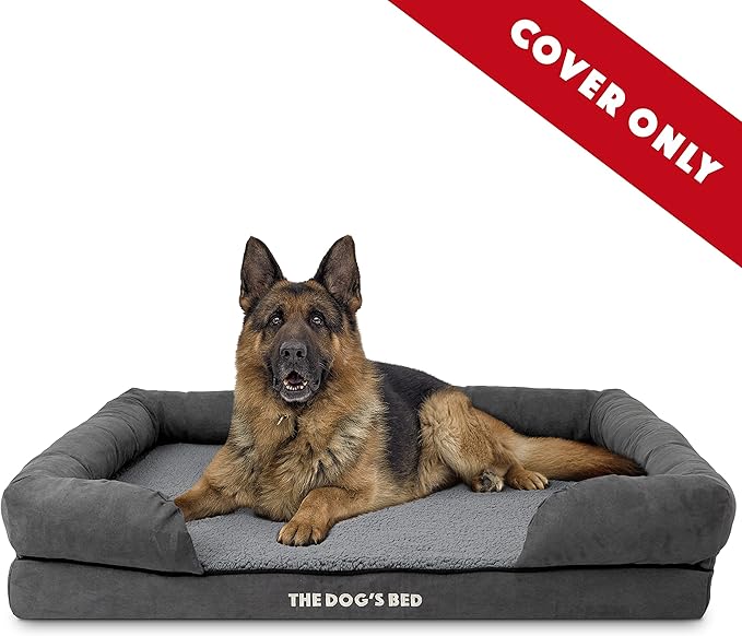 The Dog’s Bed Replacement Outer Cover, Plush Fabric, Grey Plush, XL