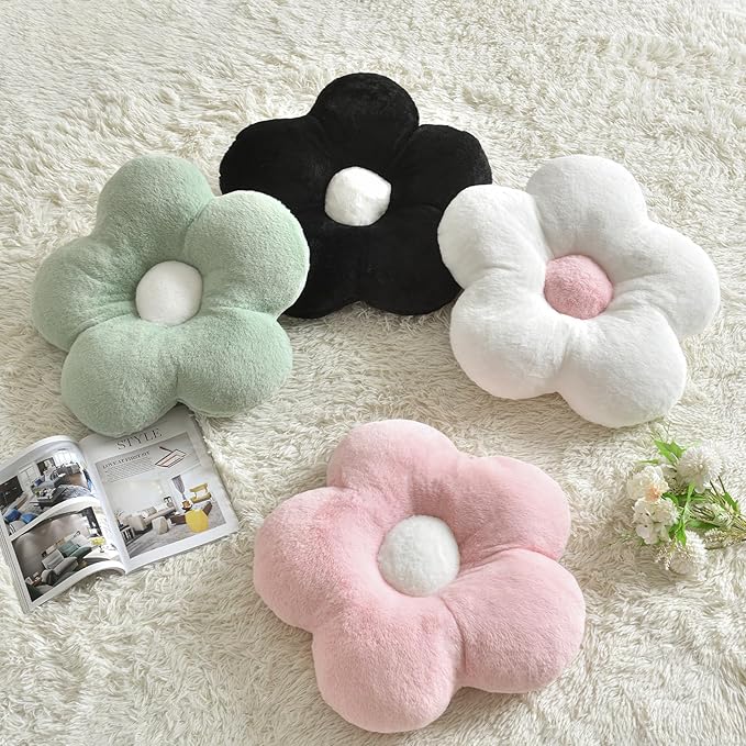 Flower Pillows, Soft Flower Shaped Pillow with Home Decorative for Couch Chair Bed,Flower Floor Throw Pillows for Adults Bedroom Living Room (Sage Green, 19.6 Inches)