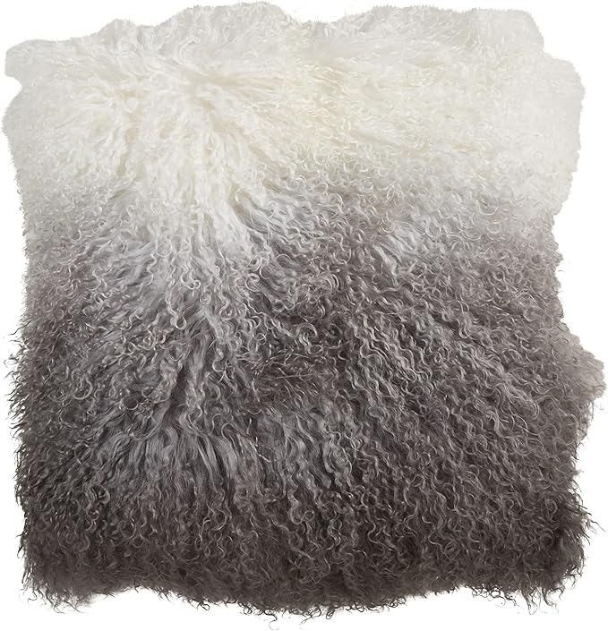 SARO LIFESTYLE Ombre Mongolian Lamb Fur Poly Filled Throw Pillow