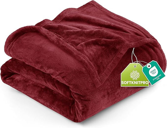 Utopia Bedding Fleece Blanket King Size Burgundy 300GSM Luxury Anti-Static Fuzzy Soft Microfiber Bed Blanket (90x102 Inch)