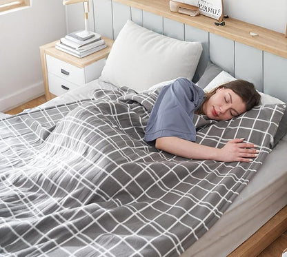 Electric Heated Blanket Queen Size 84"x90", Dual Controllers & Heating Zones, Soft Fleece for Bed, 10 Hs Auto Off & 4 Heating Levels, Machine Washable, Gifts for Family-Plaid Pattern, Light Gray