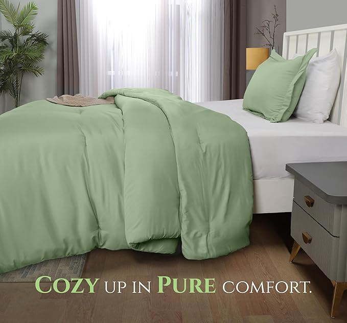 Twin Comforter Set 2 Piece Sage Green by Utopia Bedding, Comforters Twin Size, Bedding Comforters Sets, Down Alternative Soft Bed Set, 1 Comforter (64 x 88 inches) 1 Pillow Shams (20 x 26 inches)