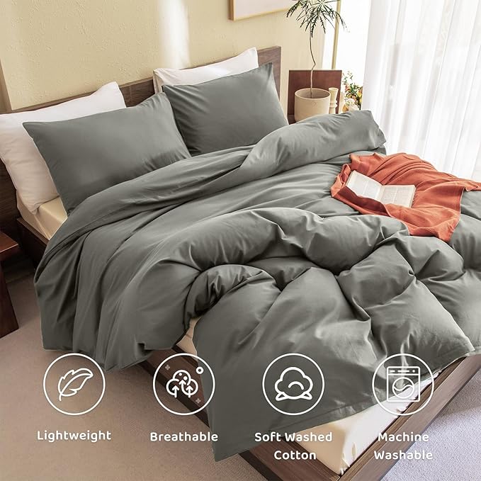 Sanracie Cotton King Comforter Set, Green Comforter 3Pcs Ultra Soft Breathable Bed Comforter Set for All Season
