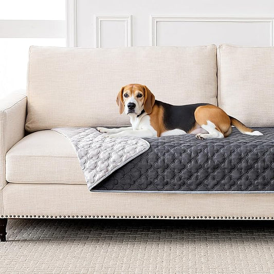 Waterproof Dog Blanket, Couch Cover for Dogs Washable, Reversible Dog Bed Cover.(Dark＆Light Grey, 30 X 53 Inch - 1 Pack)