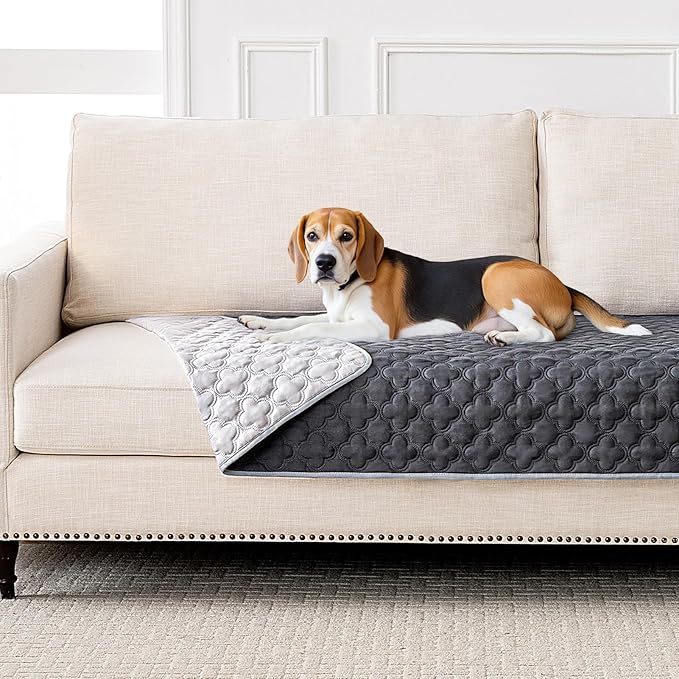 Waterproof Dog Blanket, Couch Cover for Dogs Washable, Reversible Dog Bed Cover.(Dark＆Light Grey, 30 X 70 Inch - 1 Pack)