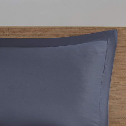 Intelligent Design Marsden Comforter Stripes Design Embroidered Toss Pillow Casual All Season Bedding Matching Sham and Complete Sheet Set, Full, Blue/Grey 8 Piece