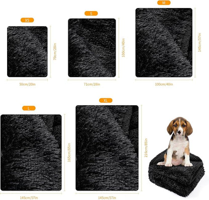 Black Calming Dog Blankets Waterproof Pet Blanket for Dogs 40x28in Puppy Cats Fluffy Long Faux Fur Throw Blankets for Couch Protector Love Bed Cover Washable(Black,S)