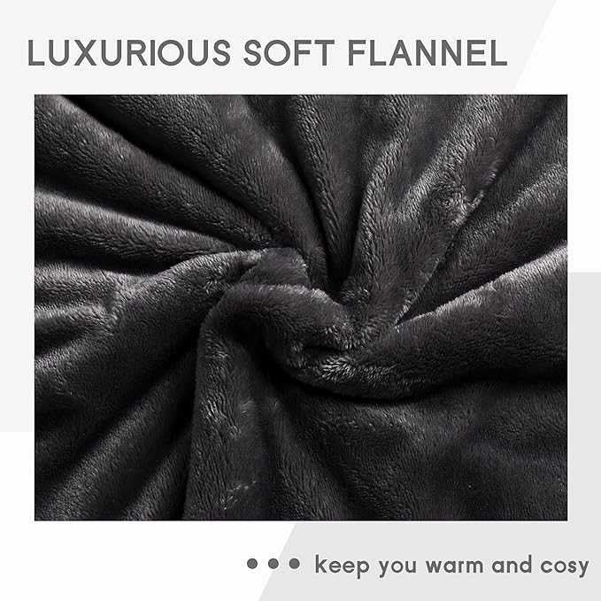 Heated Blanket Electric Throw Size 50''x60'' with 9 Heating Levels, 1-10 Hour Auto Shut Off, Machine Washable, Flannel & Sherpa Double-Sided Soft Warming Blanket for Couch, Bed, Office - Dark Grey